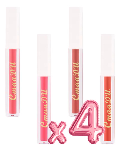 Set Labial Gloss Alta Pigmentación Colores Larga Duración Color Gama De Rosas