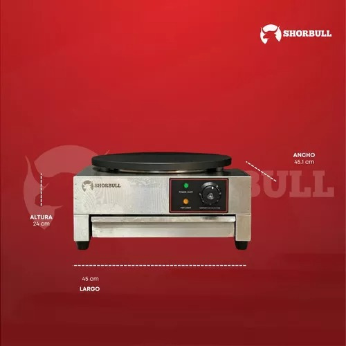 Crepera Electrica Profesio Shorbull Antiadherente Industrial Gris