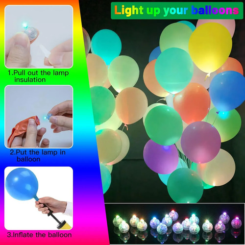 100 Pzs Mini Luces Led Redondas De Globos De Luz De Colores