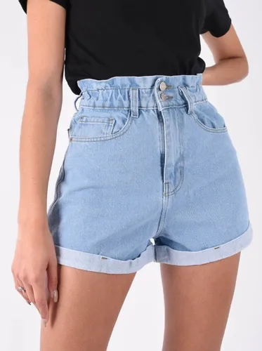 Short jean con elastico en la cintura hotsell