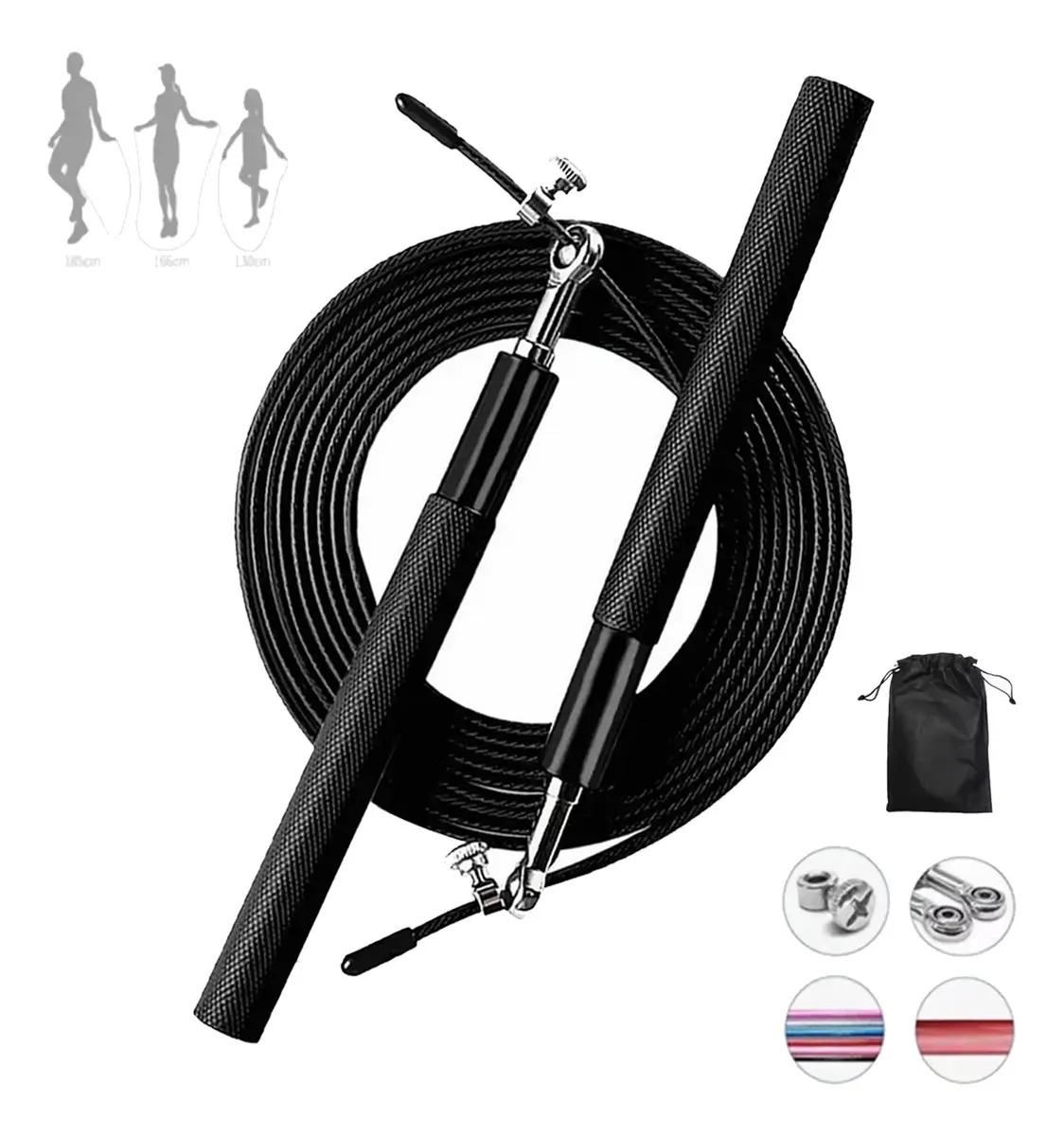 Kouemgi Aluminio Cuerdas Para Saltar Antideslizante Soga Crossfit Con Bolsa De Almacenamiento 360°