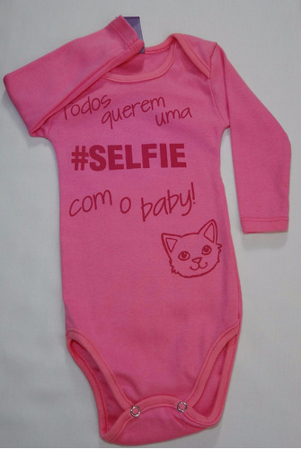 Body Bebê Malha Canelada Frase Divertida Selfie