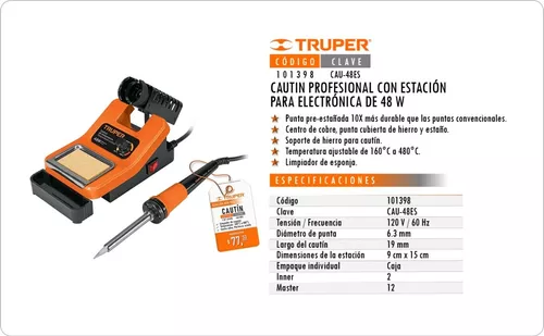 Cautín 48 W profesional para electrónica con estación, Accesorios De  Cautines, 101398