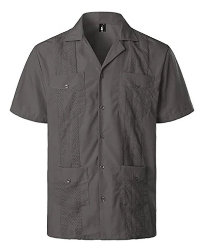 Camisa Militar Tipo Guayabera Manga Corta Para Hombre