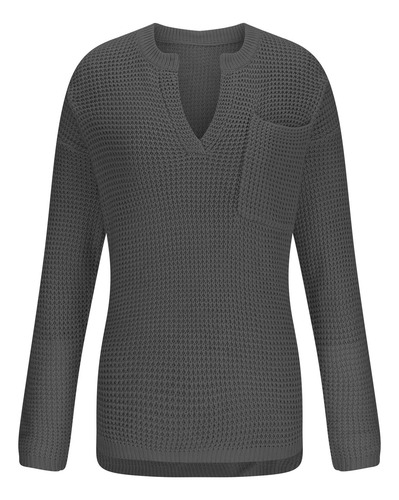 Suéter De Moda Para Mujer Con Cuello En V Y Manga Larga Con