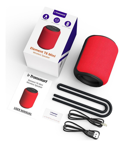 Parlante Bluetooth 15 W Tronsmart Element T6 Mini - Rojo