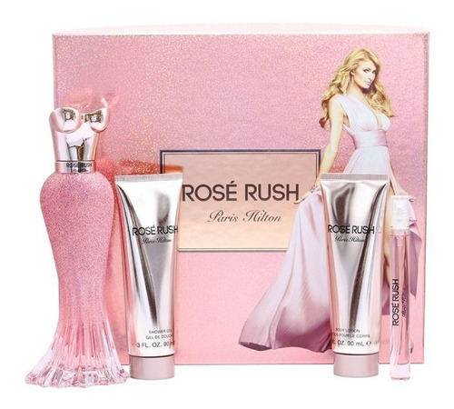 Imagen 1 de 4 de Perfume Paris Hilton Rose Rush 100ml Estuche Set 4 Piezas 