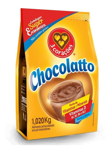 Achocolatado Em Pó Chocolatto 3 Corações 1,020 Kg