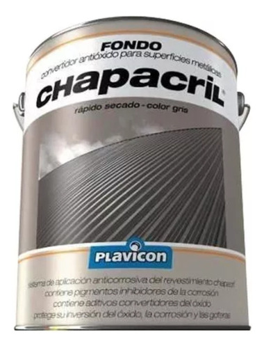 Fondo Convertidor Antioxido Metalicas Chapacril Gris 4 L