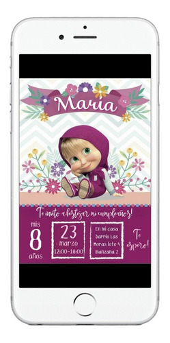 Invitación Cumpleaños Tarjeta Digital Maya Y El Oso