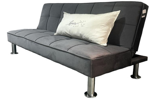 Futon Modelo Owen Sofa Cama Pana Y Patas Cromadas Sillon C