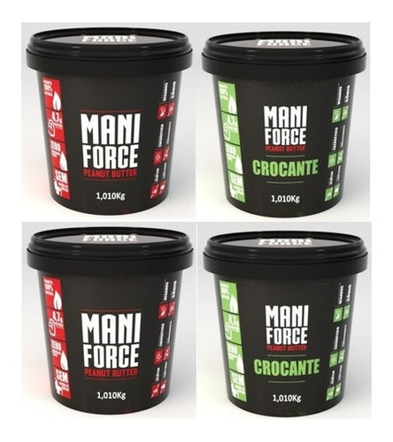 Imagem 1 de 4 de Kit 04x Maniforce Pasta De Amendoim Cremosa E Crocante - 1kg