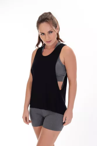 Fitmoda Conjunto Feminino de Short Fitness e Top Academia Cinza 