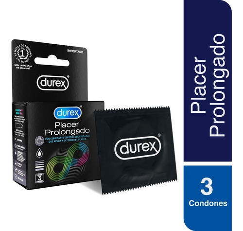 Durex Placer Prolongado Caja 3 Condones Preservativos