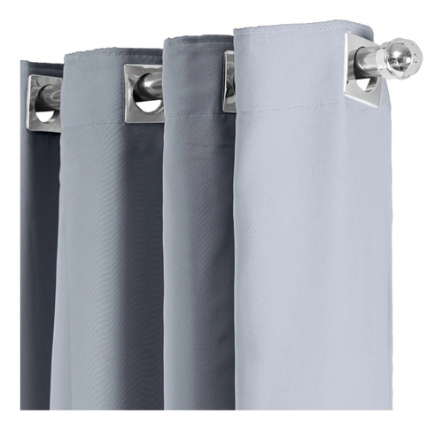 Cortina Blackout Tecido Com Voil 2,20m X 2,90m Sala Quarto Cinza