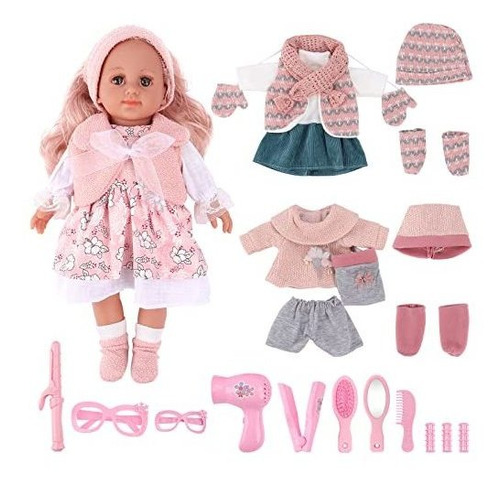 Deao Baby Doll Play Set,14 Pulgadas Baby Doll Con 3 Ropa Y A