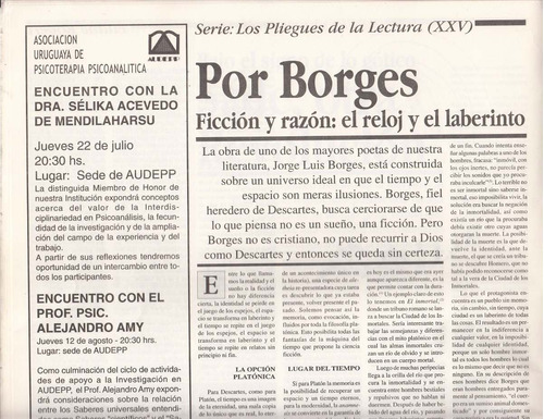 1999 Por Borges Ficcion Y Razon Maria Luisa Pfeiffer Uruguay