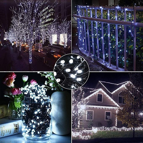 Imagen 9 de 10 de Luces De Navidad Guirnalda Solar Deco 100 Led Panel 10 Mts