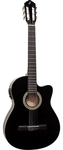 Violão Eletroacústico Giannini Start Nf-14 Ceq Para Destros Preta Bordo Esc...