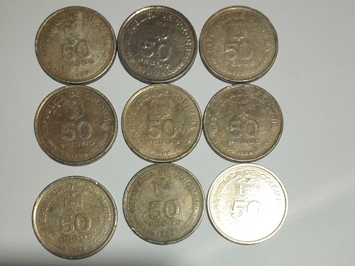Set De Monedas De 50 Pesos Colombianos 1986-1988 