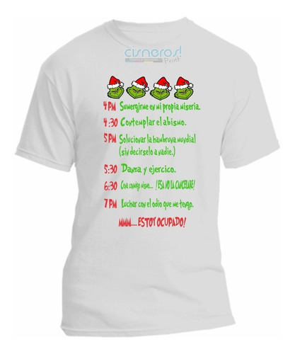 Playera Agenda Grinch Navidad Todas Las Tallas