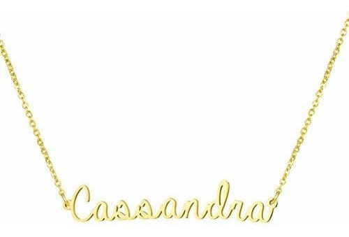 Awegift Collar Con Nombre Personalizado Chapado En Oro De 18