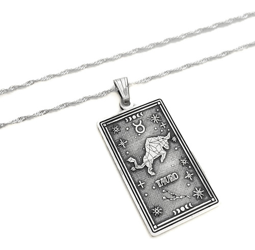 Cadena Y Dije Signo Horóscopo Zodiaco Constelación Plata 925 Tauro 50 Cm