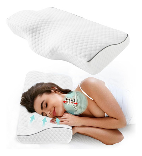 Almohada Ortopedica Memory Foam Cervical Viscoelástica Color Blanco