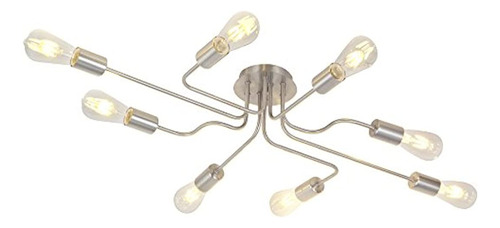 Vinluz - Lámpara De Techo De 8 Luces De Níquel Cepillado
