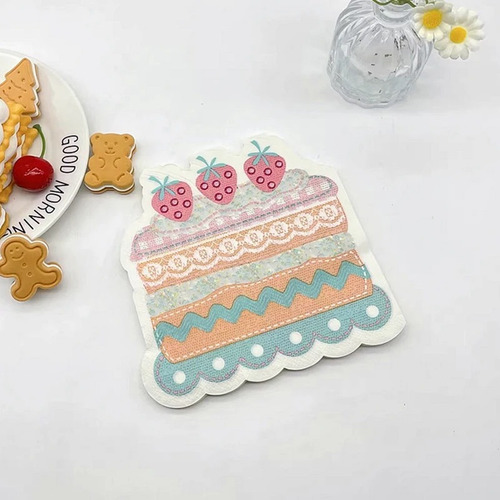 Servilletas Premium De Papel Forma Rebanada De Pastel 20 Pz