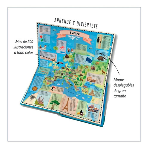 Imagen 2 de 2 de Atlas Del Mundo. Libro Didáctico Con Páginas Plegables.