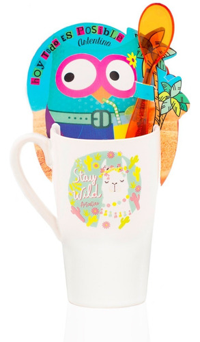 6 Jarro Taza Alta Cerámica Café Té Cuchara Regalo Original