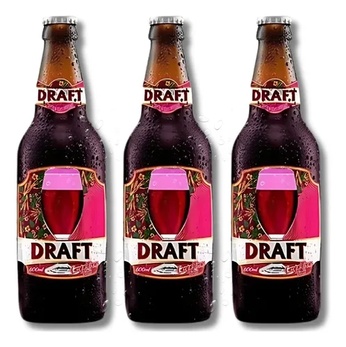 Kit 3 Bebida Chope De Vinho Draft Garrafa 360ml Drink