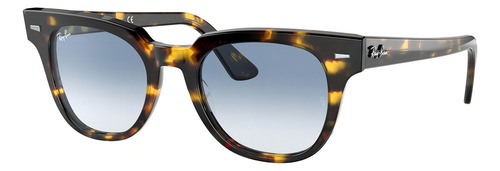 Óculos de sol Ray-Ban Wayfarer Meteor tamanho Standard armação polished yellow havana y lente light blue