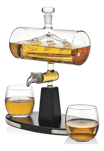 Dispensador De Jarra De Whisky Con  Vasos De Vaso De W...