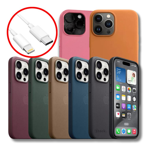 Case De Couro Magsafe Compatível Phone 15 Plus Pro Max +nf