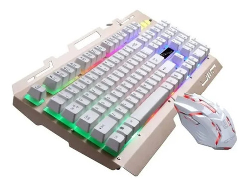 Kit de teclado y mouse gamer Sades G700 Inglés US teclado dorado y mouse blanco