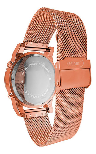 Reloj Digital De Dama Diseño Tejido Acero Inox Steiner 28 Mm