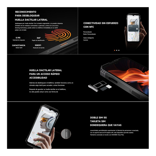 Doogee V Max Plus 16gb 512gb Negro Dual Sim 5g Smartphone Robusto 22000mah 200mp Camera 120hz Dimensity 7050 Android 14