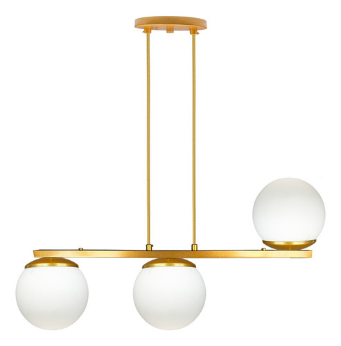 Luminária Pendente Globo 15cm Jabuticaba Vidro Moon Inv Mesa Estrutura Dourado