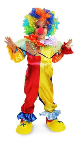 Imagen 1 de 1 de Disfraz De Payaso Completo Para Niño Y Niña Talla 2 A 12