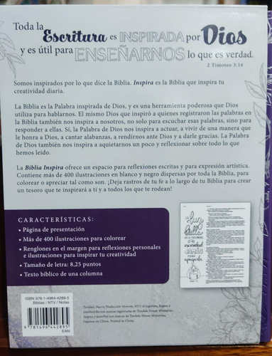 Biblia Ntv Inspira Lavanda Simil Piel