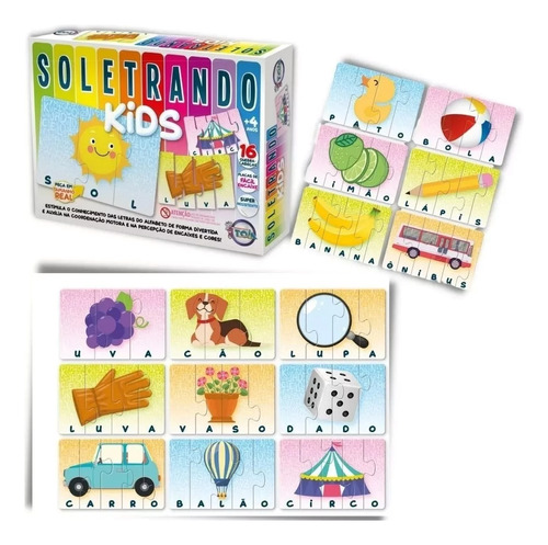 Jogo Soletrando Kids 16 Quebra Cabeça - 70 Peças