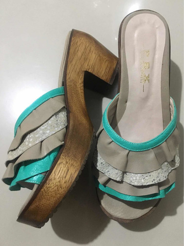 Zapatos Sandalias Mujer Talle 39 Cuero Vacuno