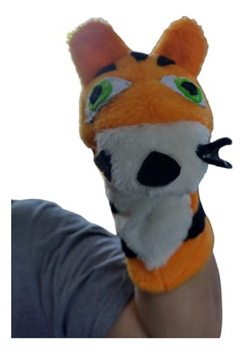 Títere De Mano Tigre Con Ojos Verdes Cuento El Loro Pelado
