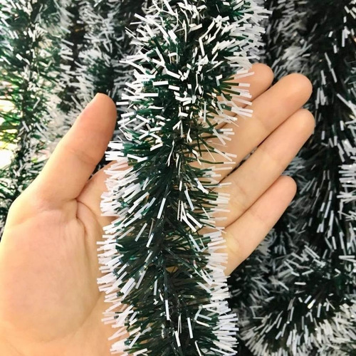 Festão Arvore De Natal Verde E Branco Enfeitar 8cm 2m Natal | MercadoLivre