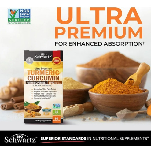 Turmeric Curcumin 1500 Mg 90 Cáps C/bioperine Importado Vegano