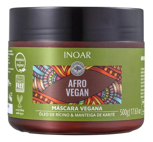 Máscara Afro Vegan Inoar 500gr Activador De Rizos Rulos