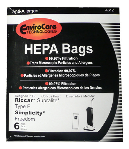 Envirocare Bolsas De Polvo Para Aspiradora De Filtracion Hep