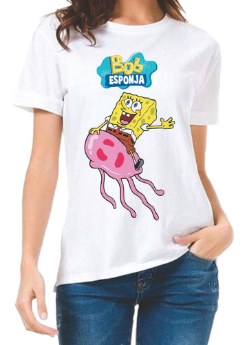 Playera Bob Esponja - Bob Esponja Montando Medusa